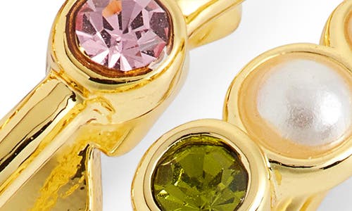 Madewell Set Of Three Faux Pearl & Gem Stackable Rings In Woodrose