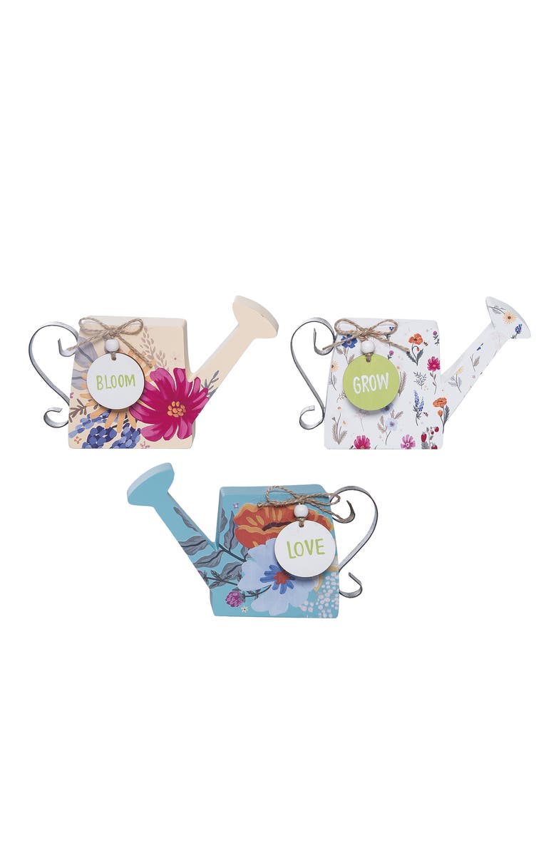 Transpac MDF Wildflower Sitabout Set of 3 Figural Wood Decorations Multicolored for Spring Home Decor, Main, color, 3