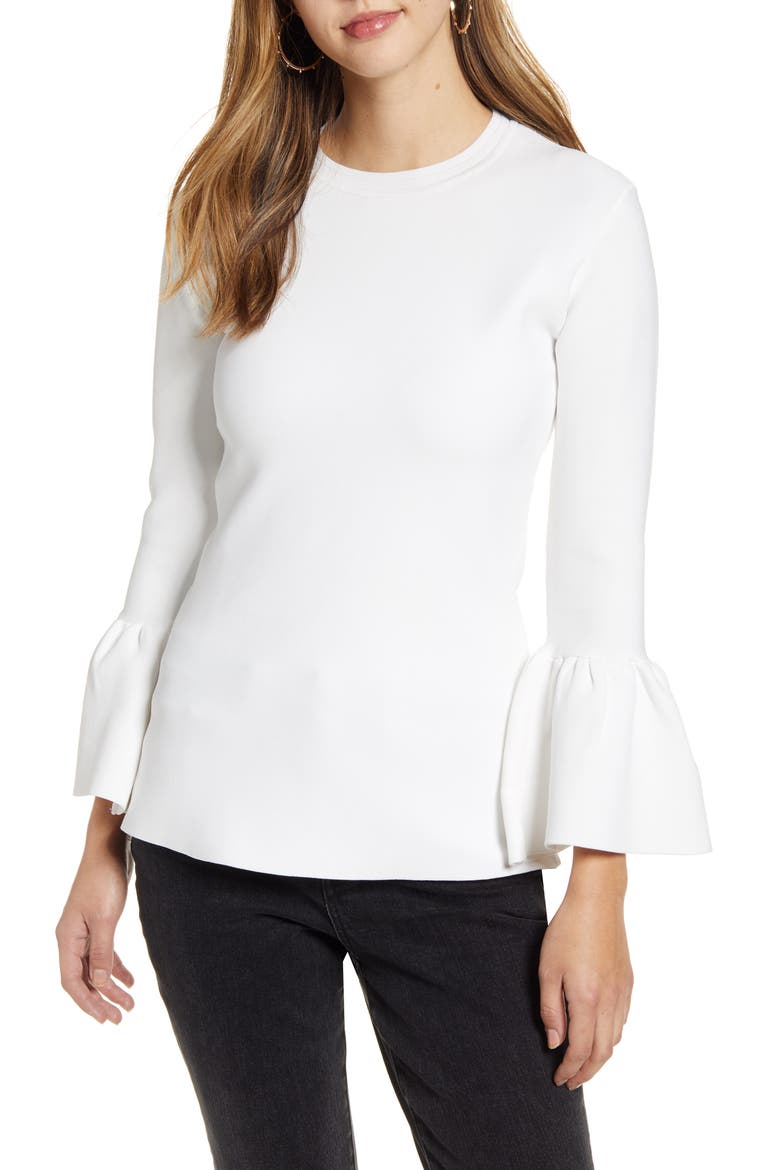 Exaggerated Bell Sleeve Sweater, Main, color, IVORY CLOUD