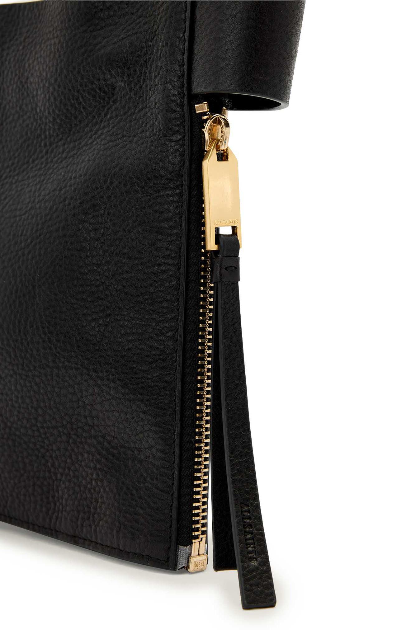 AllSaints Marlo Leather Crossbody Bag, Alternate, color, Black