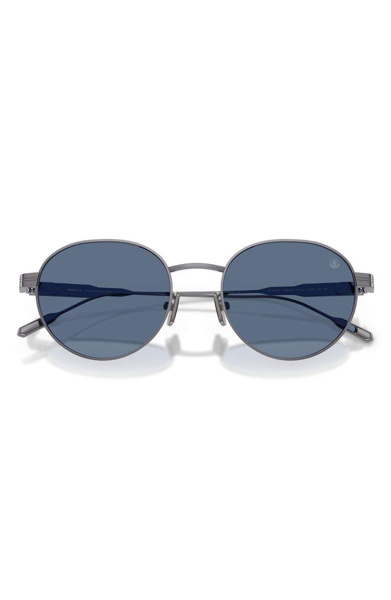 Moncler 53mm Round Sunglasses, Alternate, color, Gun Metal / Dark Blue