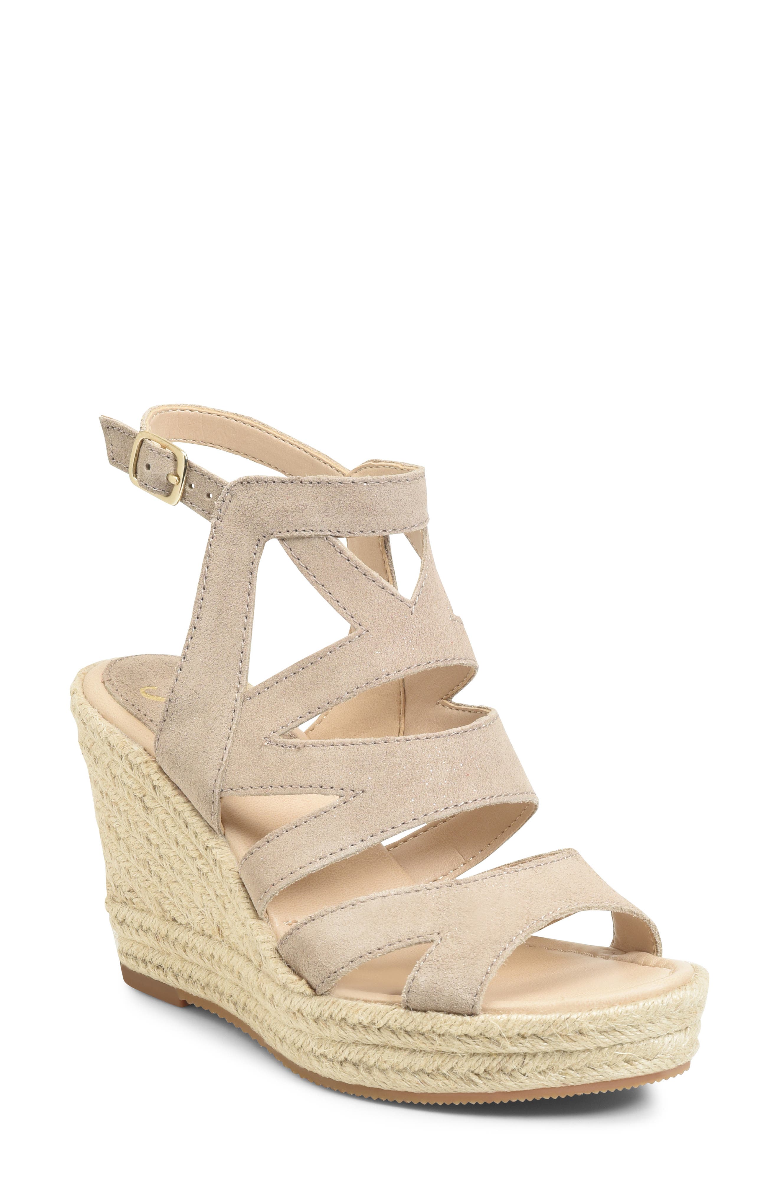 Shandys Wedge Sandal, Main, color, MOONSTONE GREY SUEDE