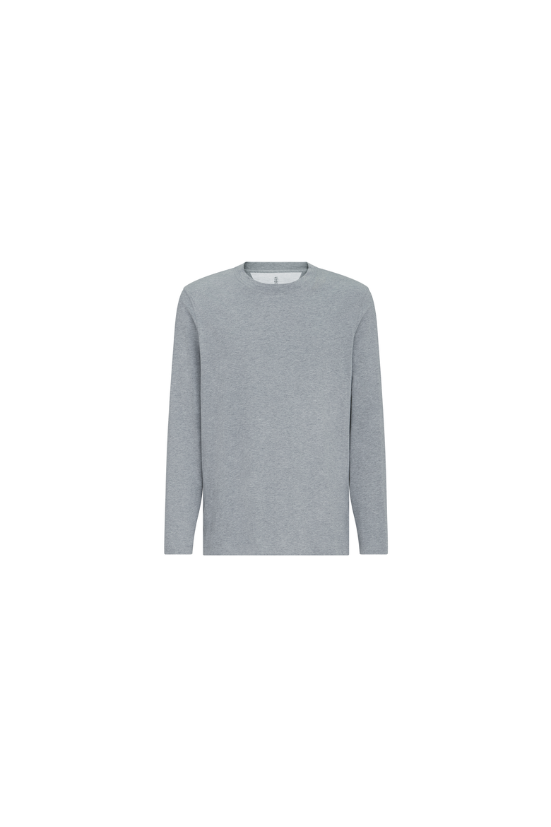 Cotton jersey long sleeve crew neck T-shirt, Alternate, color, Grey