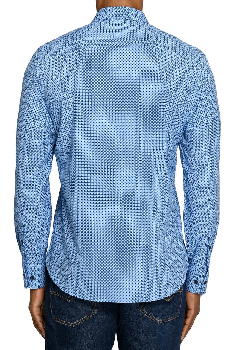 Slim Fit Diamond Geo Woven Long Sleeve Basic Shirt, Alternate, color, MED BLUE