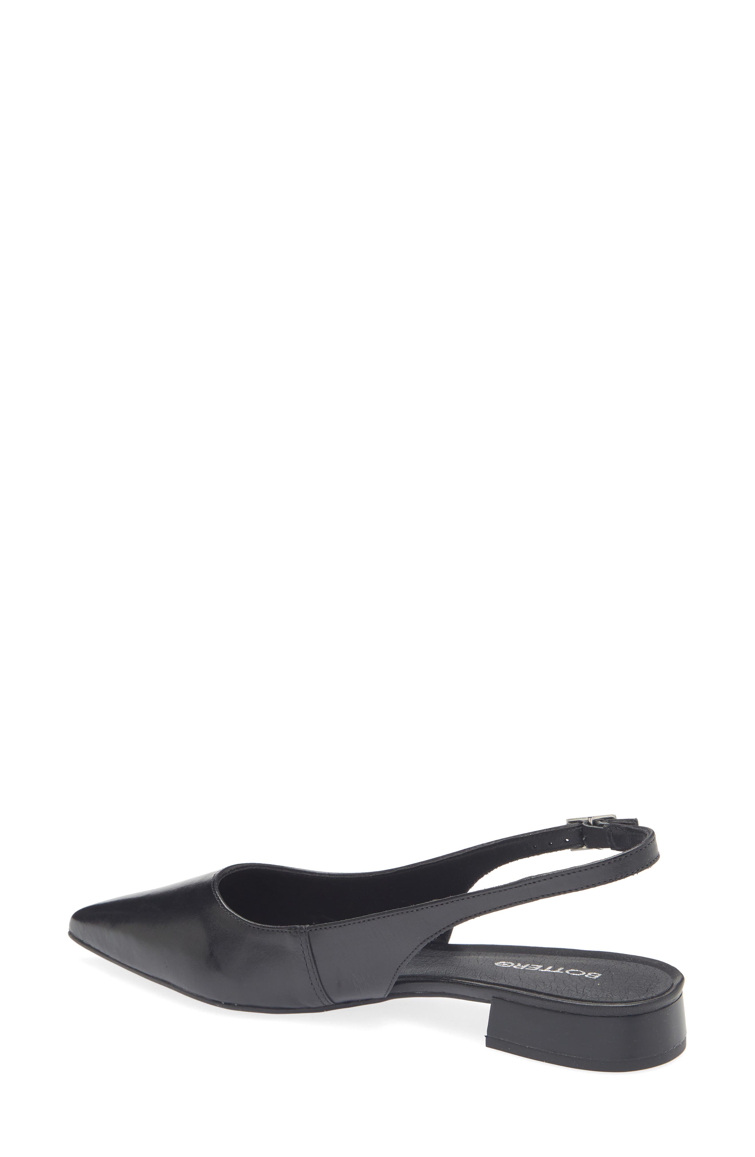 Bottero Alessandra Slingback Pointed Toe Flat, Alternate, color, Preto