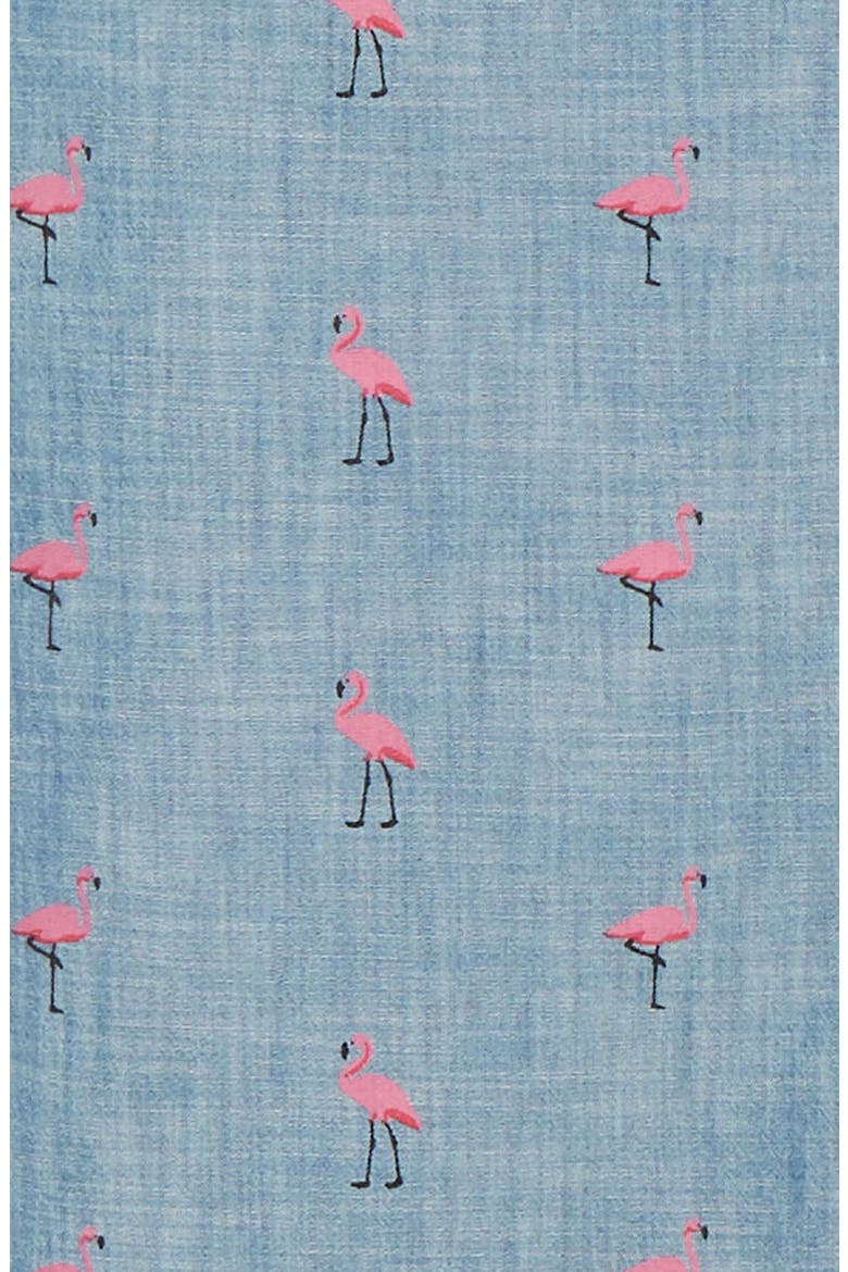 Riviera Slim Fit Flamingo Print Sport Shirt, Alternate, color, CHAMBRAY FLAMINGO - PINK