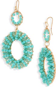 Tasha Beaded Oval Double Drop Earrings