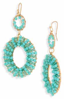 Tasha Beaded Oval Double Drop Earrings