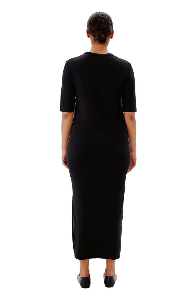 Another Tomorrow ELBOW SLEEVE DRESS, Alternate, color, Black