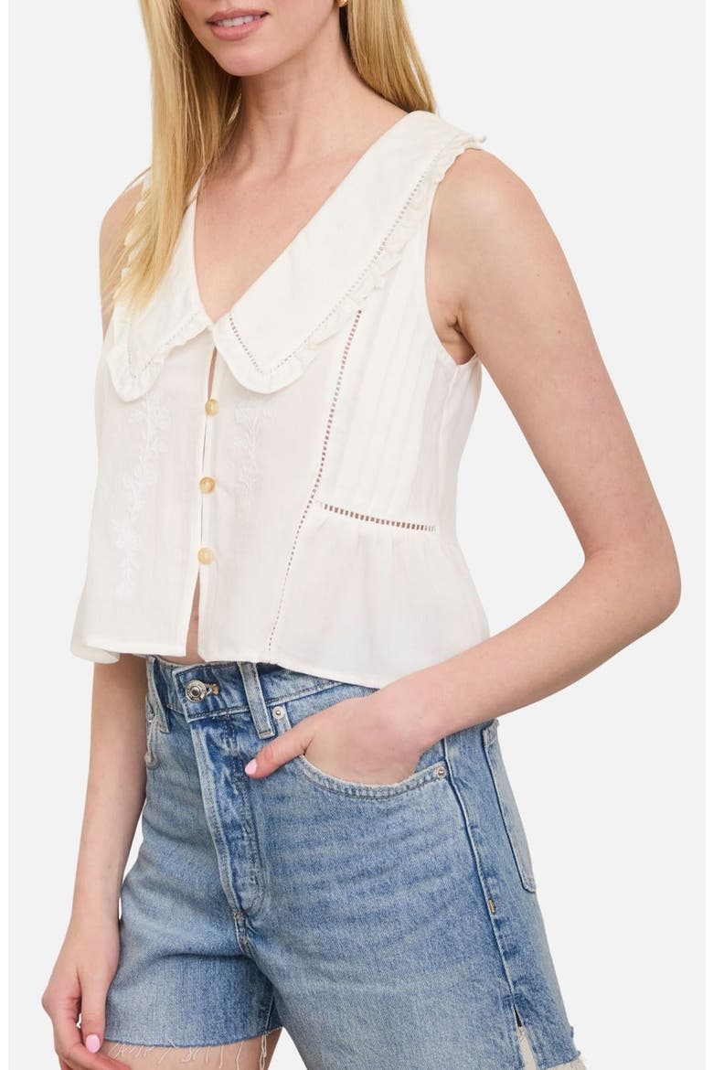 Collar Sleeveless Peplum Top, Alternate, color, OFF WHITE
