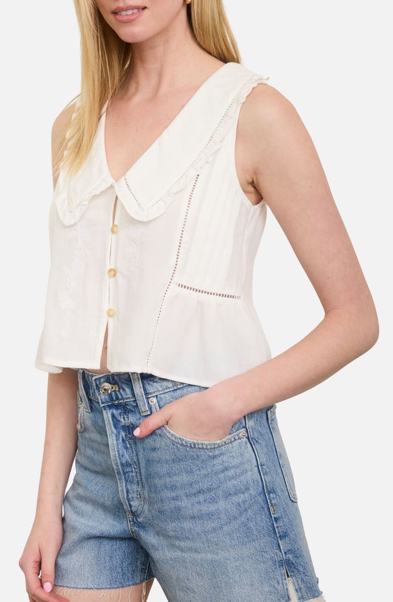 Blu Pepper Collar Sleeveless Peplum Top, Alternate, color, Off White