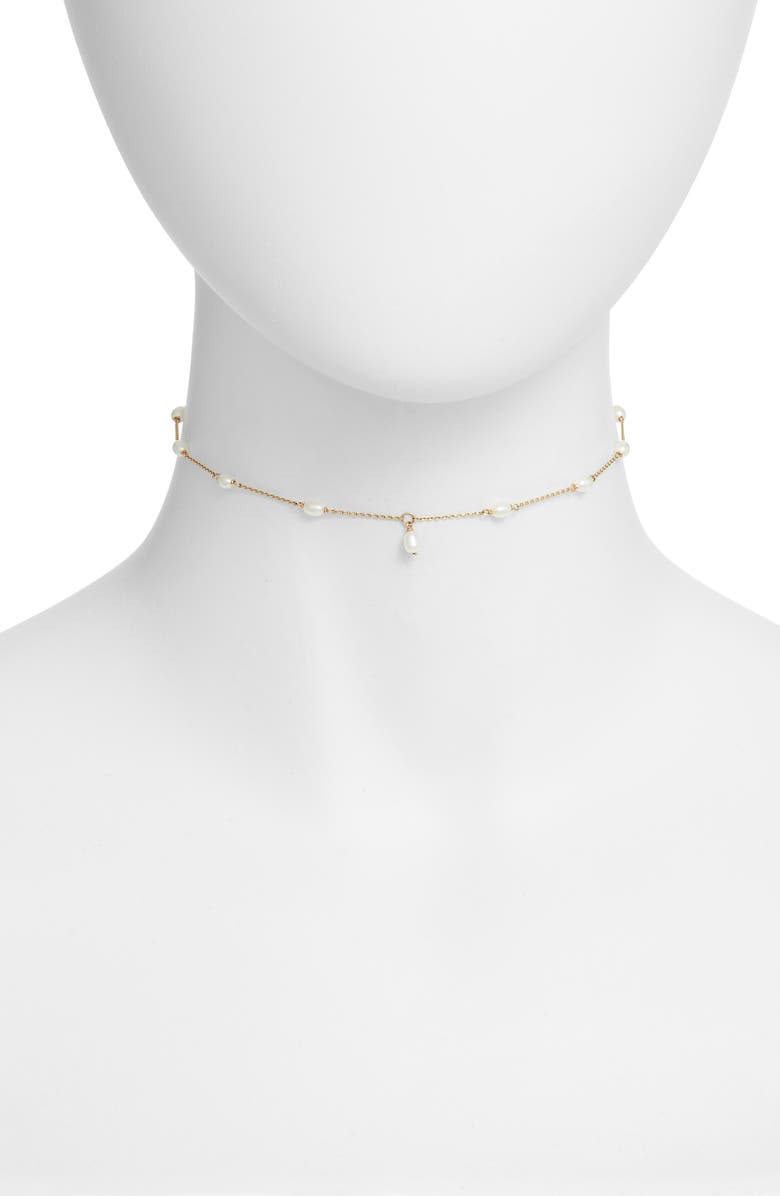 Poppy Finch Keshi Pearl Spaced Choker Necklace, Main, color,