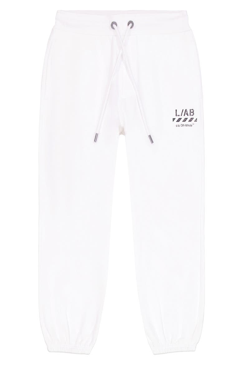 Diagonal Stripe Logo Cotton French Terry Joggers, Alternate, color, WHITE