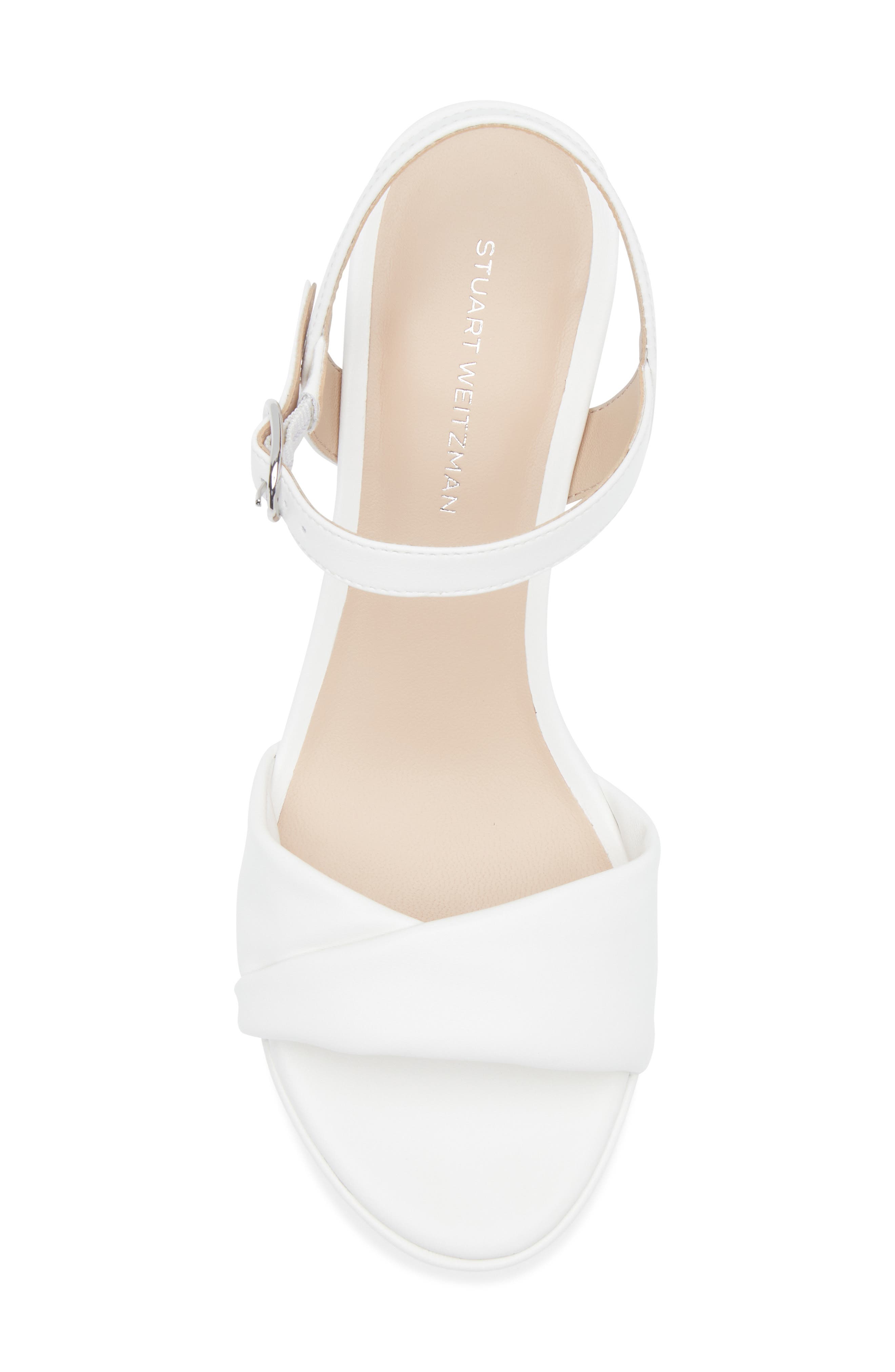 Stuart Weitzman Everly Block Heel Platform Sandal, Alternate, color, White.