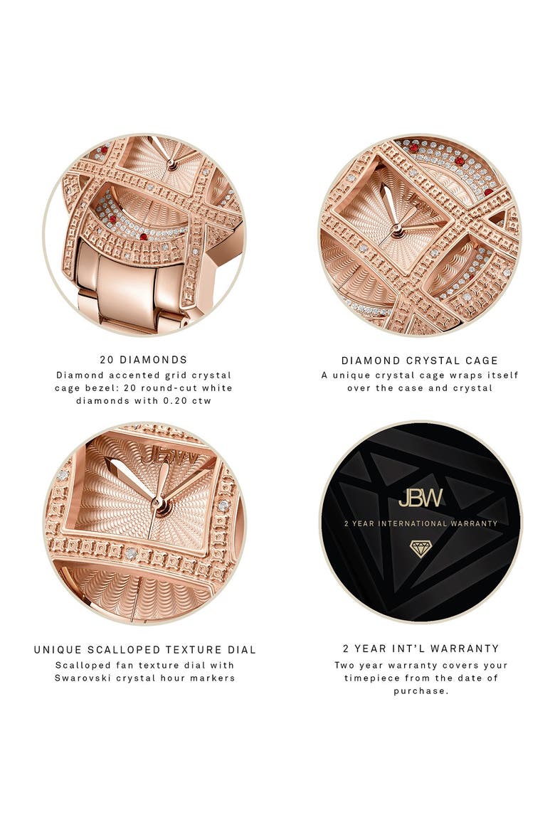 Women's Olympia 10 Year Anniversary Diamond Bracelet Strap Watch, 37mm - 0.20 ctw, Alternate, color, ROSE GOLD