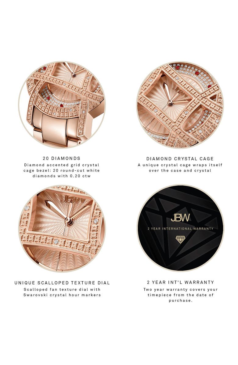 JBW Women's Olympia 10 Year Anniversary Diamond Bracelet Strap Watch, 37mm - 0.20 ctw, Alternate, color, Rose Gold