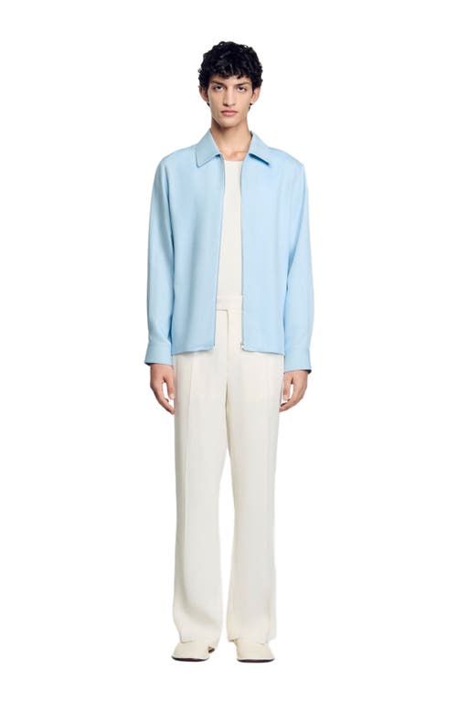 Sandro Zip-up Shirt In Blue Sky