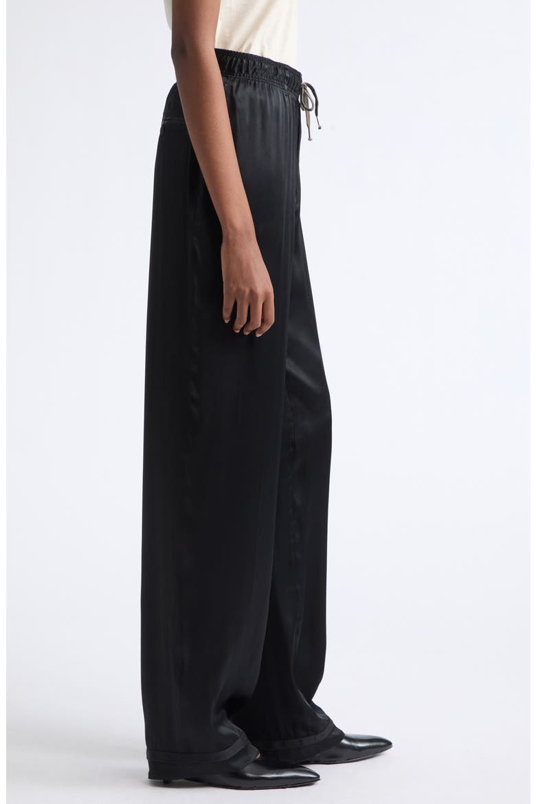 Satin Drawstring Pants, Alternate, color, BLACK
