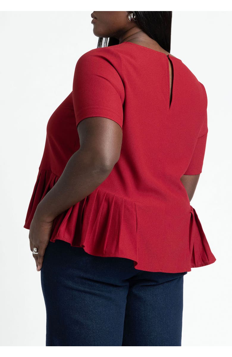 ELOQUII Pleated Hem Top, Alternate, color, Totally Black