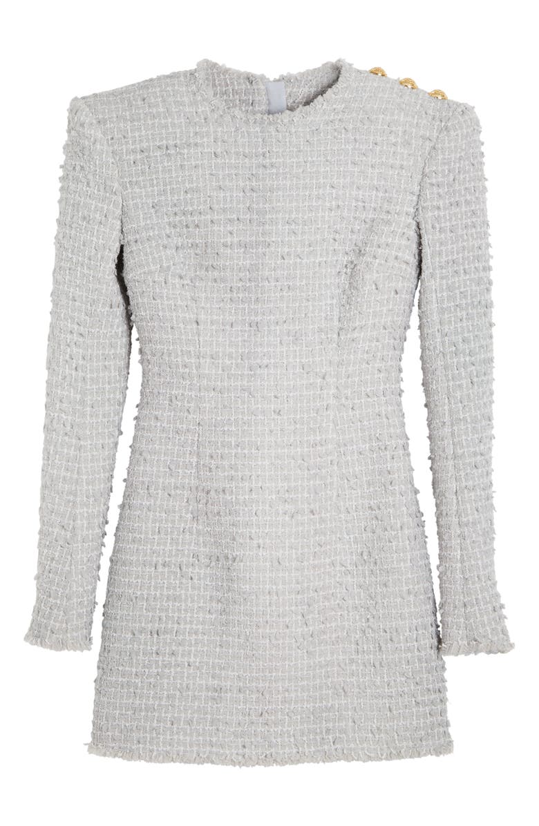 Balmain Long Sleeve Tweed Minidress, Alternate, color, 