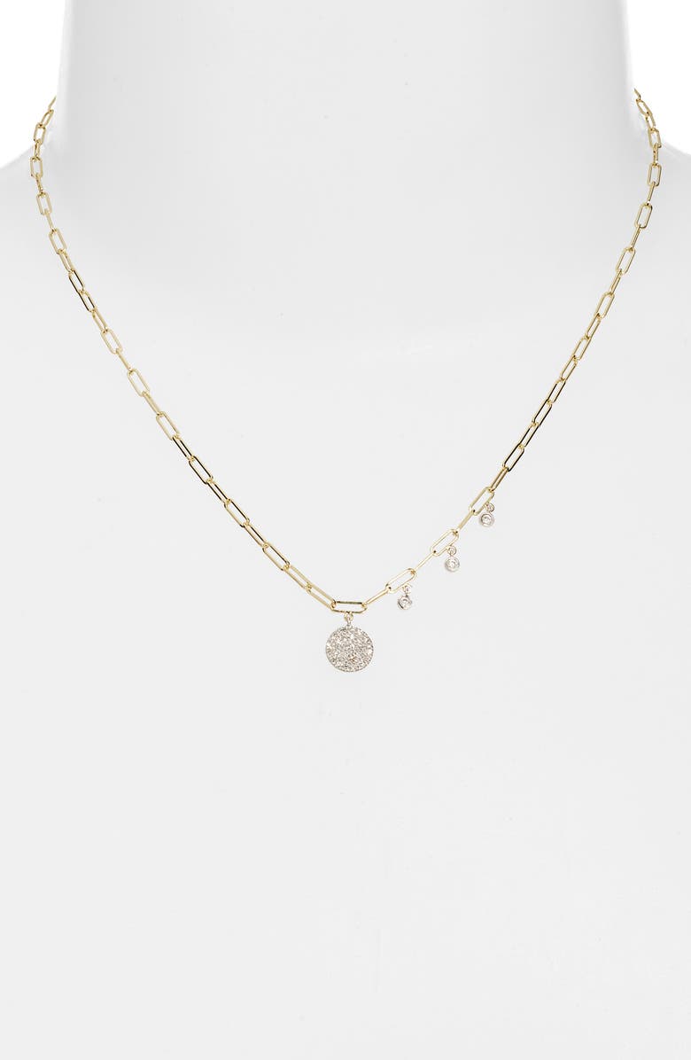 Meira T Diamond Disc Paperclip Chain Necklace, Alternate, color, Yellow