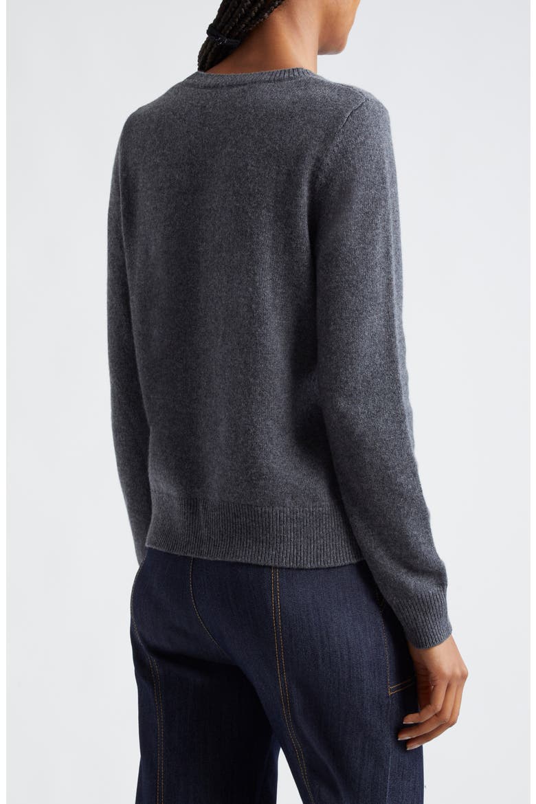 Bonjour Intarsia Crewneck Wool Blend Sweater, Alternate, color, HEATHER GREY/ IVORY