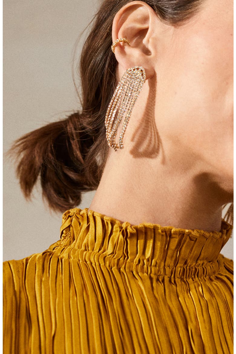 Deirdre Crystal Fringe Drop Earrings, Alternate, color, GOLD