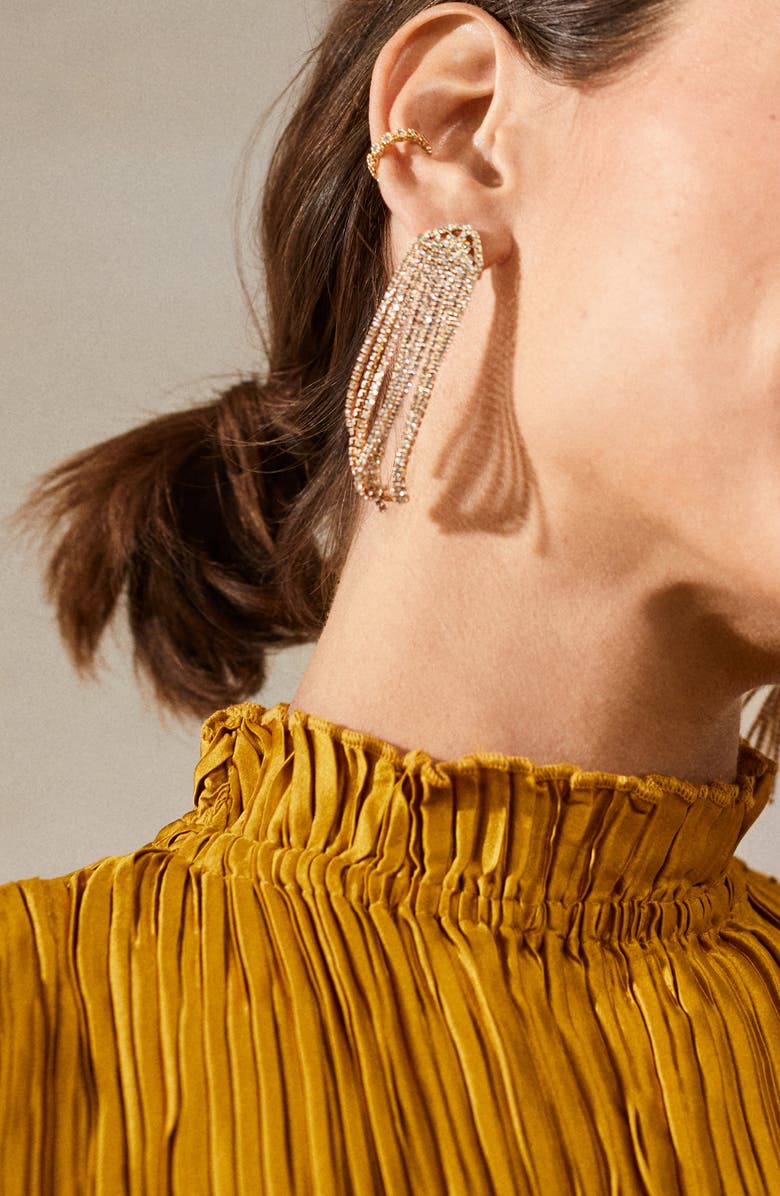 BaubleBar Deirdre Crystal Fringe Drop Earrings, Alternate, color, Gold