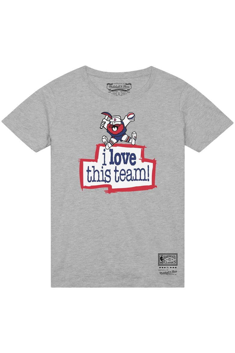 Men's Mitchell & Ness  Heather Gray Denver Nuggets I Love This Team T-Shirt, Alternate, color, Heather Gray