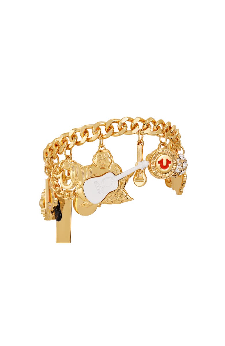 True Religion Gold-Tone Multi-Charm Bracelet, Alternate, color, Gold Tone
