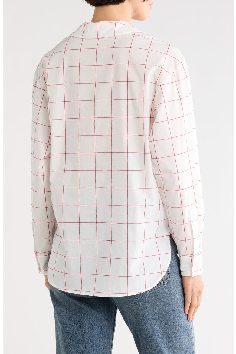 Windowpane Print Long Sleeve Button-Up Shirt, Alternate, color, WHITE/ RED