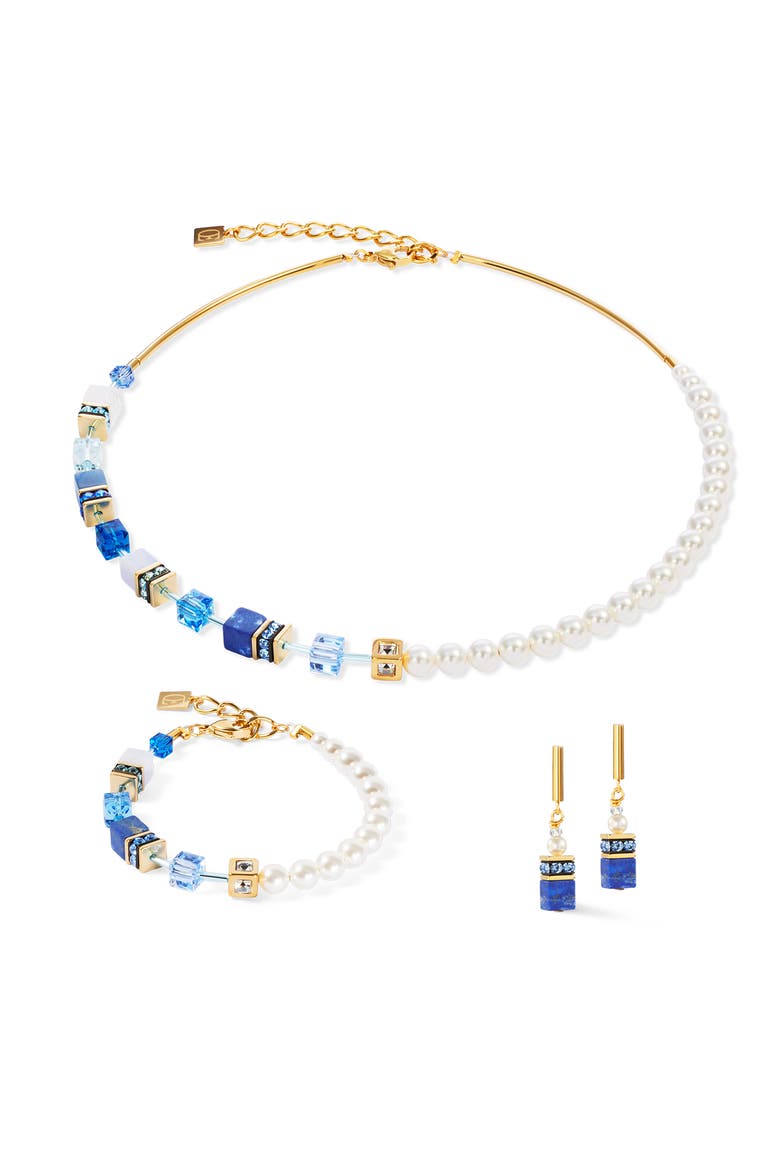 Geocube Precious Fusion Pearls Necklace, Alternate, color, Blue