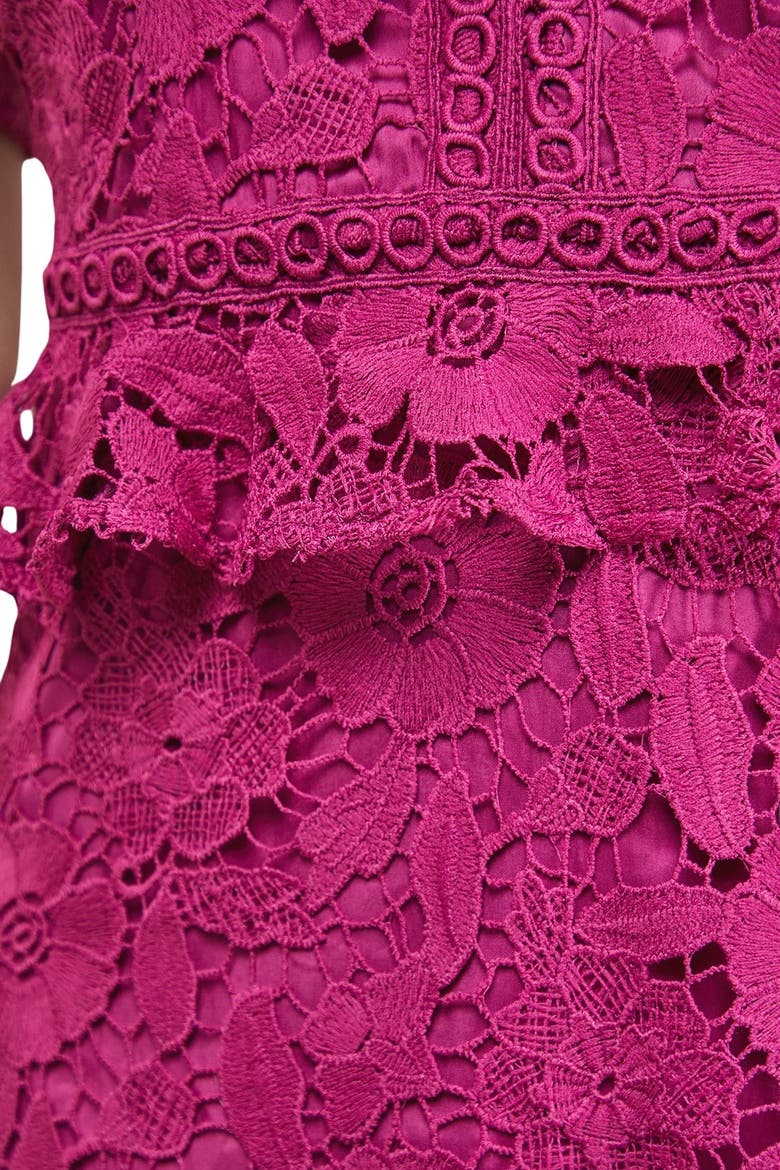 Lace Trim Detail Frill Sleeve Mini Dress, Alternate, color, Purple