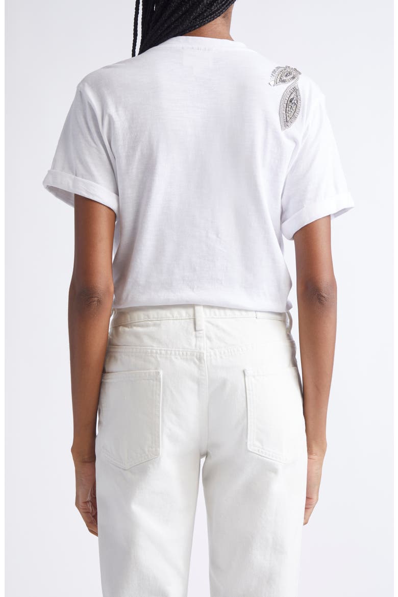 Bree Beaded Cotton T-Shirt, Alternate, color, WHITE