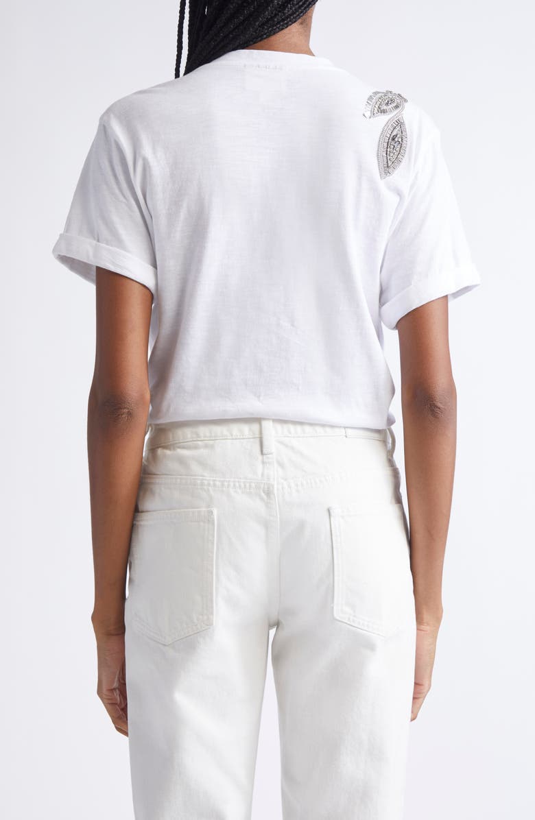 Cinq à Sept Bree Beaded Cotton T-Shirt, Alternate, color, White