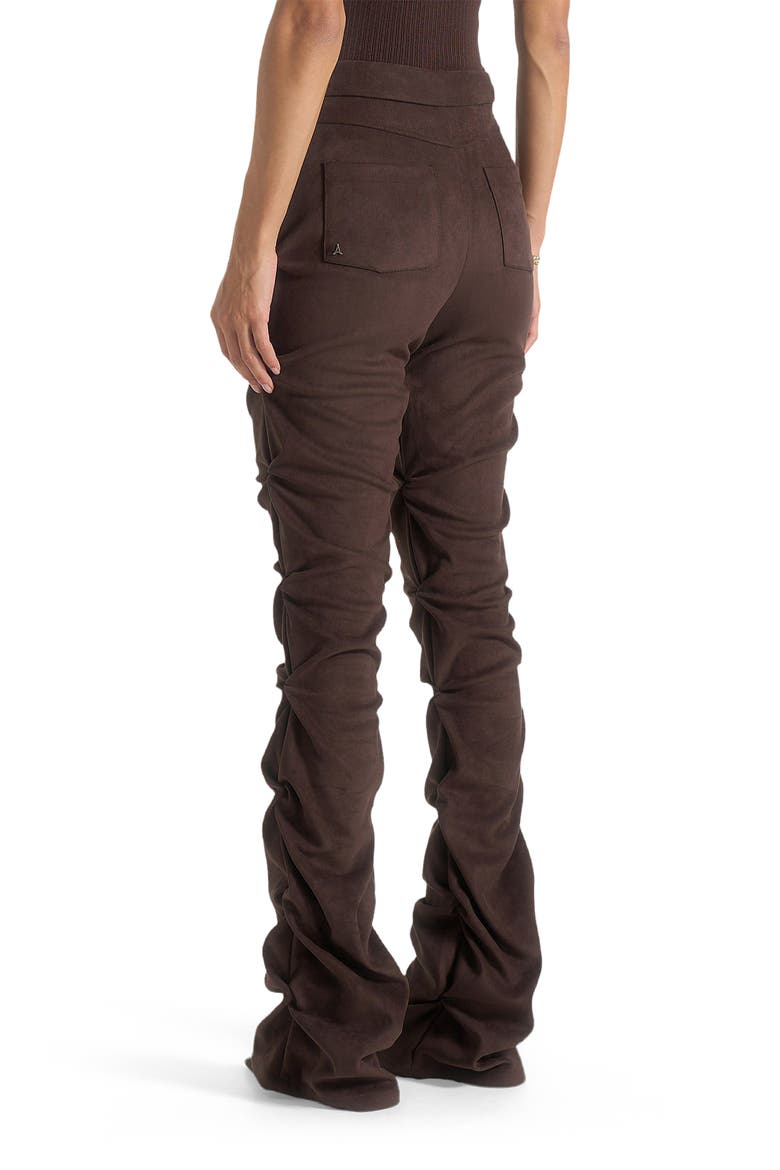 Caroline Tacked Suede Flared Trousers, Alternate, color, Brown