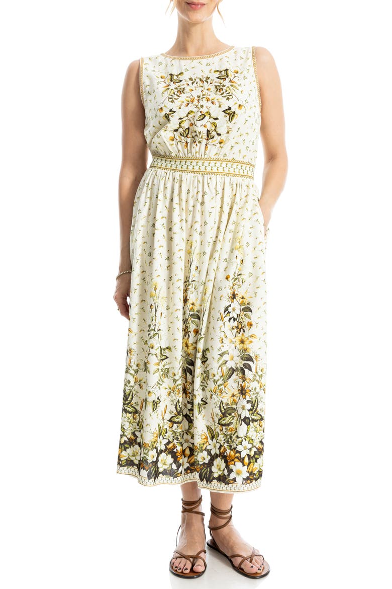 Floral Sleeveless Boat Neck Maxi Dress, Alternate, color, YELLOW MAGNOLIA