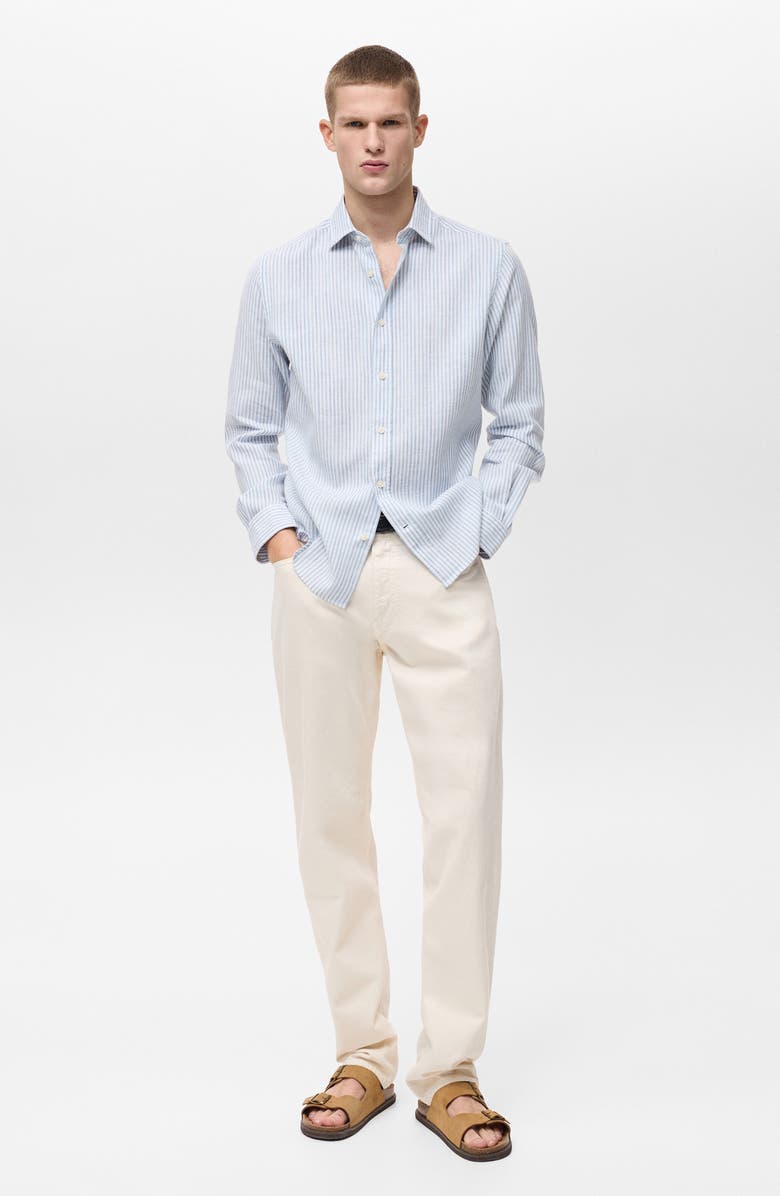 MANGO Stripe Regular Fit Button-Up Shirt, Alternate, color,