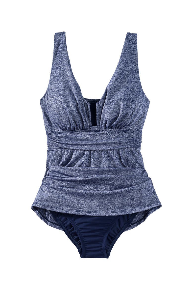 Slender Suit Shine U-Wire Swim Dress Swimsuit, Alternate, color, Navy Shine
