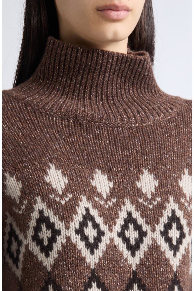 Gudrun Fair Isle Cashmere Sweater, Alternate, color, DARK COCOA/ SAND