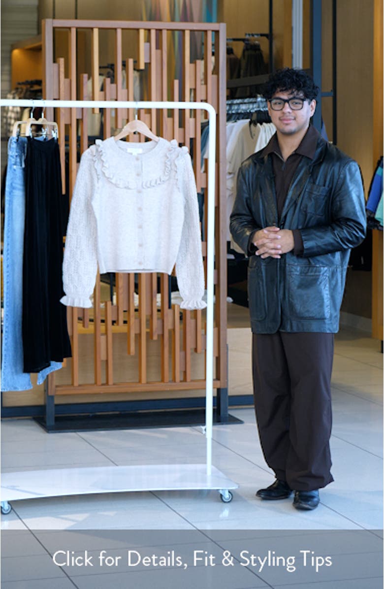 Pointelle Ruffle Wool & Cashmere Cardigan, sales video thumbnail