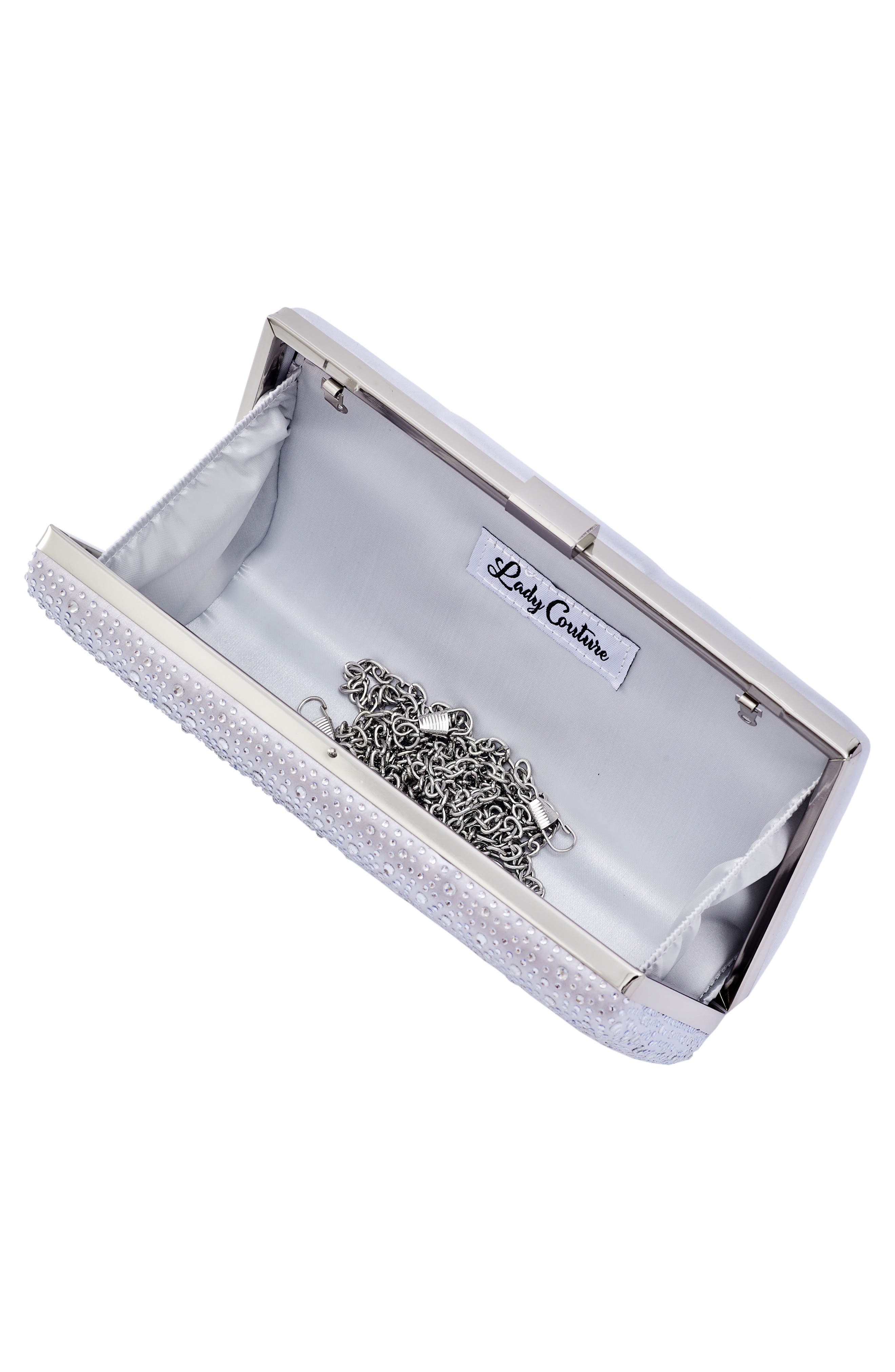 LADY COUTURE Rhinestone Clutch, Alternate, color, Silver