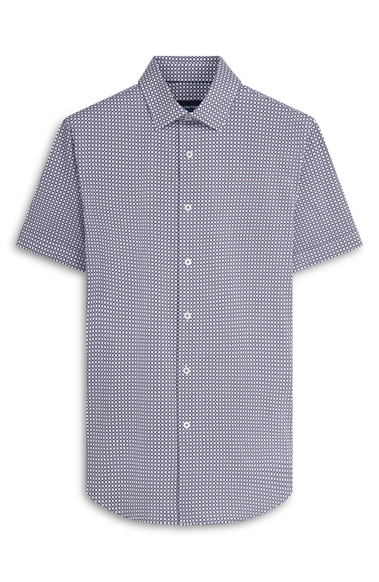 Bugatchi OoohCotton<sup>®</sup> Medallion Print Short Sleeve Button-Up Shirt, Alternate, color, 