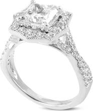 LuvMyJewelry Milena 14K White Gold Princess Cut Lab Grown Diamond Halo Engagement Ring - 2.45 Ct