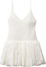MANGO Embroidered Bubble Minidress