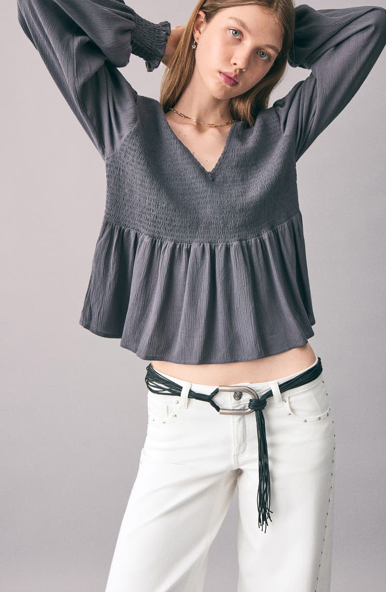 MANGO TEEN Stud Wide Leg Jeans, Alternate, color, Off White