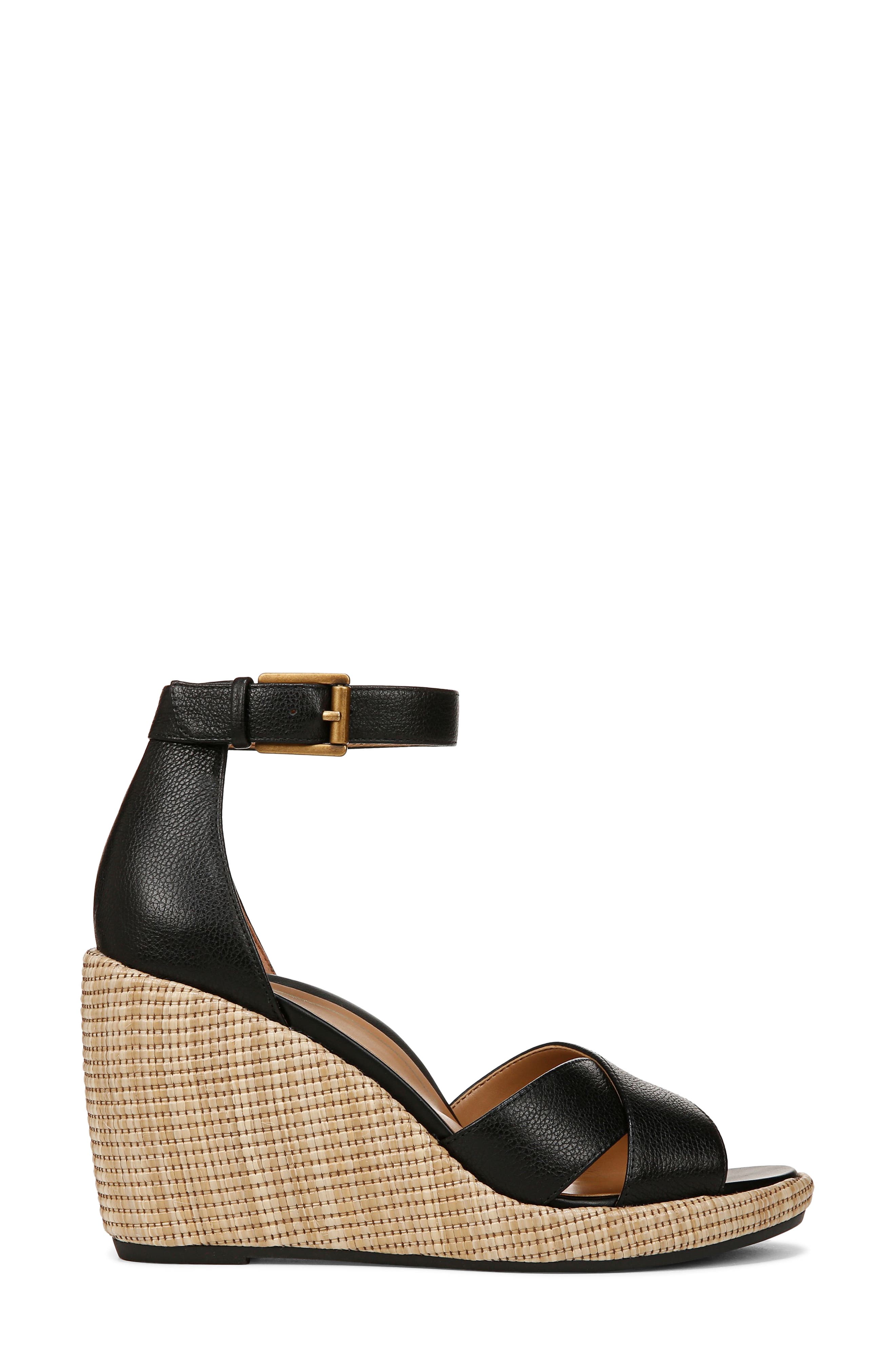 Vionic Marina Ankle Strap Wedge Sandal, Alternate, color, Black
