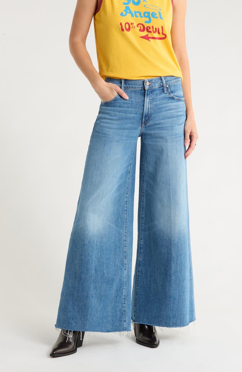 MOTHER The Swisher Sneak Frayed Wide Leg Jeans, Main, color, Boogie Down
