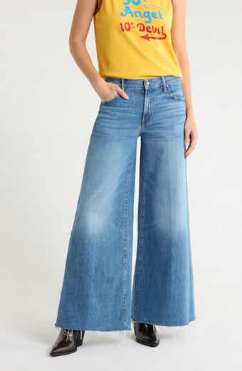 MOTHER The Swisher Sneak Frayed Wide Leg Jeans