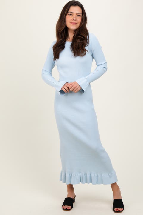 Ribbed Knit Bow Back Maxi Dress